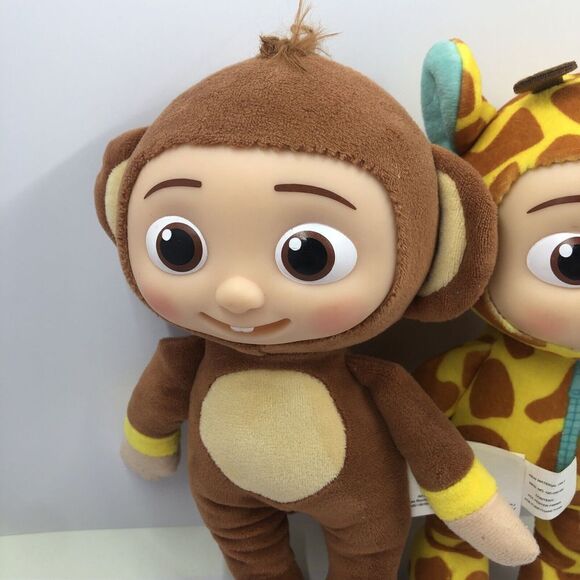 Lot of 2 Cocomelon JJ Giraffe & Monkey 8" Plush Doll Soft Toy w/ Plastic Face - Picture 3 of 12